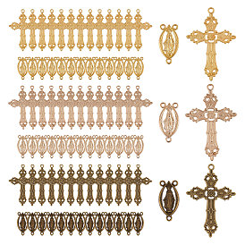 84 шт. 6 стили сплава люстры, звенья и подвески, фурнитура, наборы для изготовления украшений из бусин-четок, овал с Девой Марией Гваделупской и крестом
