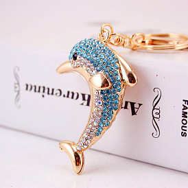 Dolphin Keychain with Sparkling Gems - Ocean-themed Accessory for Women