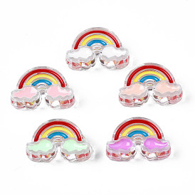 Transparent Acrylic Enamel Beads, Rainbow