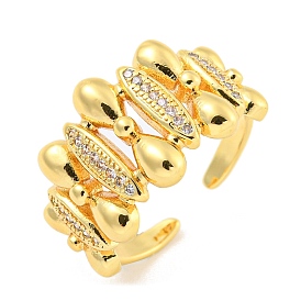 Открытое кольцо-манжета с прозрачным фианитом и бантом и конским глазом, латунные широкие кольца на палец для женщин