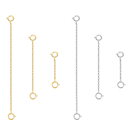 6 шт. 6 стиль 925 удлинитель цепи из стерлингового серебра, концевые цепи с пружинными застежками, с печатью 925