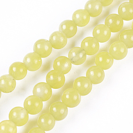 Brins de perles de jaderound olive naturelles