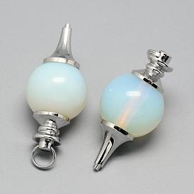 Opalite Pendants, with Brass Findings, Platinum