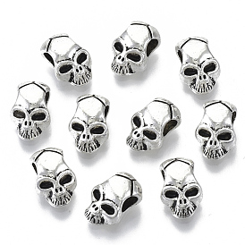 Tibetan Style Alloy European Beads, Cadmium Free & Lead Free, Large Hole Beads, SKUll