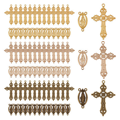 84 шт. 6 стили сплава люстры, звенья и подвески, фурнитура, наборы для изготовления украшений из бусин-четок, овал с Девой Марией Гваделупской и крестом