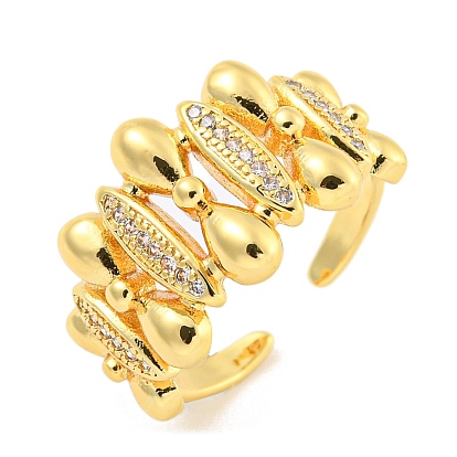 Открытое кольцо-манжета с прозрачным фианитом и бантом и конским глазом, латунные широкие кольца на палец для женщин