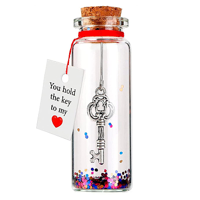 Украшение бутылки желаний прозрачное стекло, с подвесками-ключами из сплава