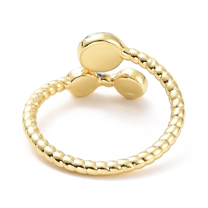 Enamel Evil Eye Open Cuff Ring, Light Gold Plated Brass Jewelry for Women, Cadmium Free & Lead Free