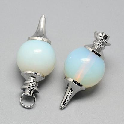 Opalite Pendants, with Brass Findings, Platinum