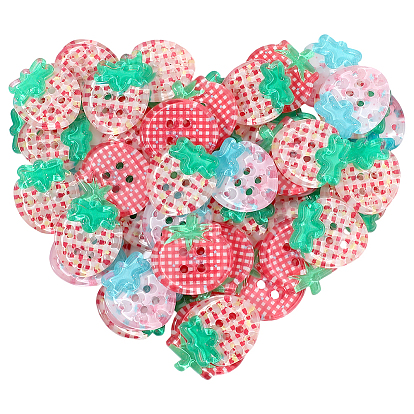 50шт. смоляные кнопки, 4-луночное, разноцветные