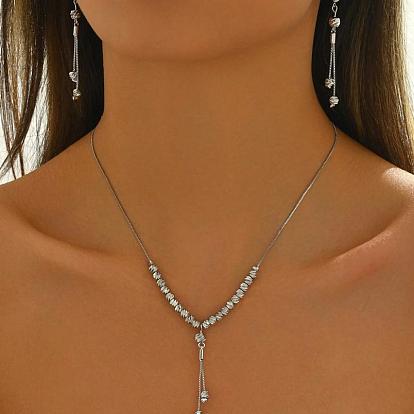 Элегантные винтажные латунные серьги-кисточки и комплекты ожерелий с подвесками для женщин