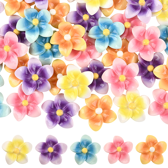 50шт 5 цветные кабошоны из непрозрачной смолы, плюмерия, два тона