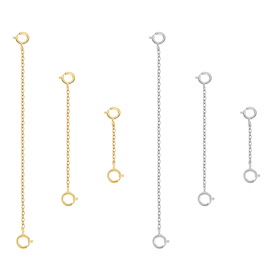 6 шт. 6 стиль 925 удлинитель цепи из стерлингового серебра, концевые цепи с пружинными застежками, с печатью 925
