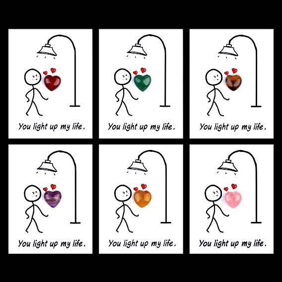 Украшения в виде сердец из натуральных и синтетических драгоценных камней, с бумажными карточками, фигурка для украшения дома, энергетический камень рейки для исцеления