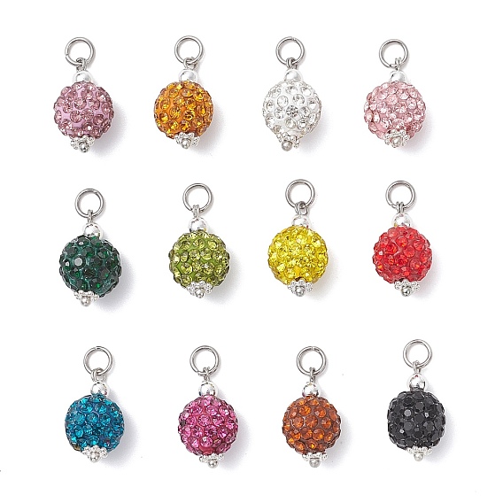 Ручной полимерной глины стразами подвески, круглые