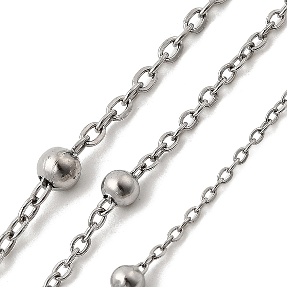 304 кабельные цепи из нержавеющей стали, круглые, с 304 из нержавеющей стали бусы, пайки, с катушкой