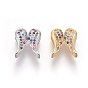 Brass Micro Pave Cubic Zirconia Slide Charms, Wing