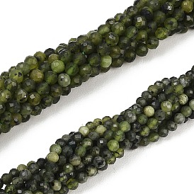 Бусы из натурального канадского нефрита, граненые, круглые