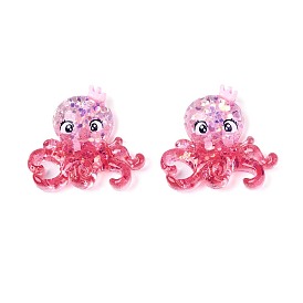 Кабошоны из прозрачной смолы декодируют, с блестками, осьминог