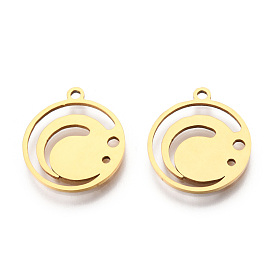 201 Stainless Steel Pendants, Smiling Face Charm