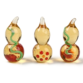 Handmade Lampwork Gourd Figurines, for Home Desktop Decoration