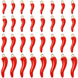 32 шт 4 стили подвески из сплава эмали, рог изобилия / итальянский рог корничелло амулеты, золотые