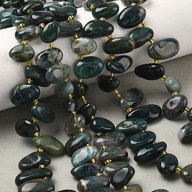 Природные моховой агат бисер нитей, слеза, Топ пробуренной, с бисером