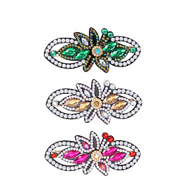 DIY 3Pcs 3 Color Flower Hair Clip Diamond Painting Kits, Including Hairpin, Tweezers, Resin Rhinestones, Diamond Sticky Pen, Tray Plate and Glue Clay
