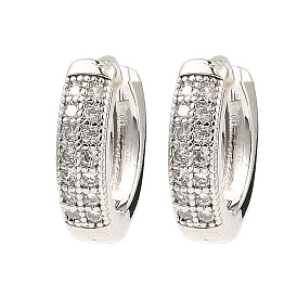 Brass Micro Pave Cubic Zirconia Hoop Earring, Round