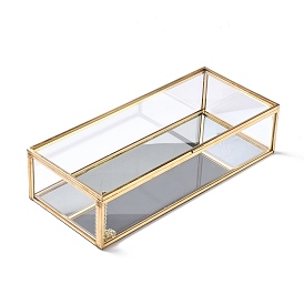 Прямоугольный сундук для украшений из прозрачного стекла, с откидной крышкой, ящик для хранения косметики для ювелирных изделий