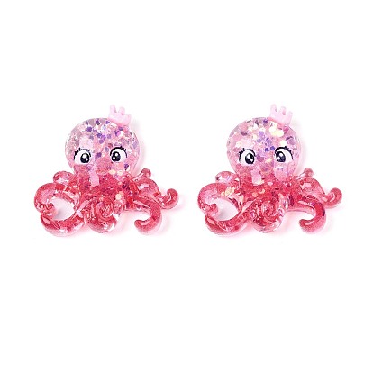 Кабошоны из прозрачной смолы декодируют, с блестками, осьминог