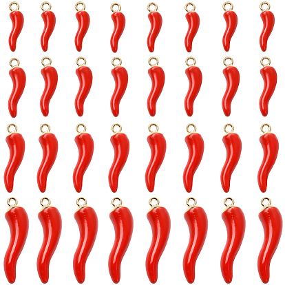 32 шт 4 стили подвески из сплава эмали, рог изобилия / итальянский рог корничелло амулеты, золотые