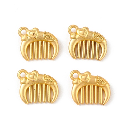 Alloy Charms, Comb with Heart Charm