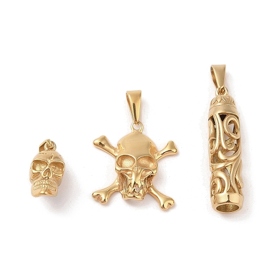 Вакуумное покрытие pvd 304 подвески из нержавеющей стали, золотые, амулет череп/колонна