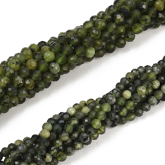 Бусы из натурального канадского нефрита, граненые, круглые
