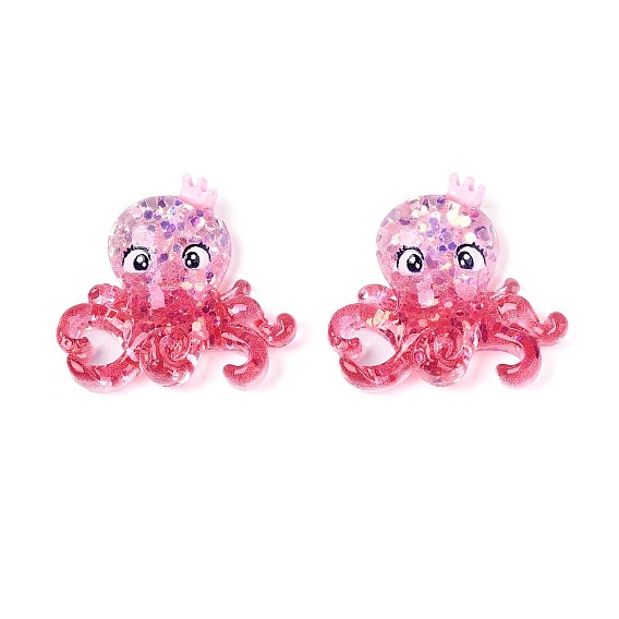 Кабошоны из прозрачной смолы декодируют, с блестками, осьминог