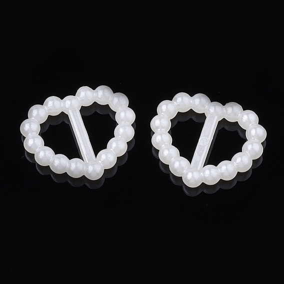 ABS Plastic Imitation Pearl Bead Buckles, Heart
