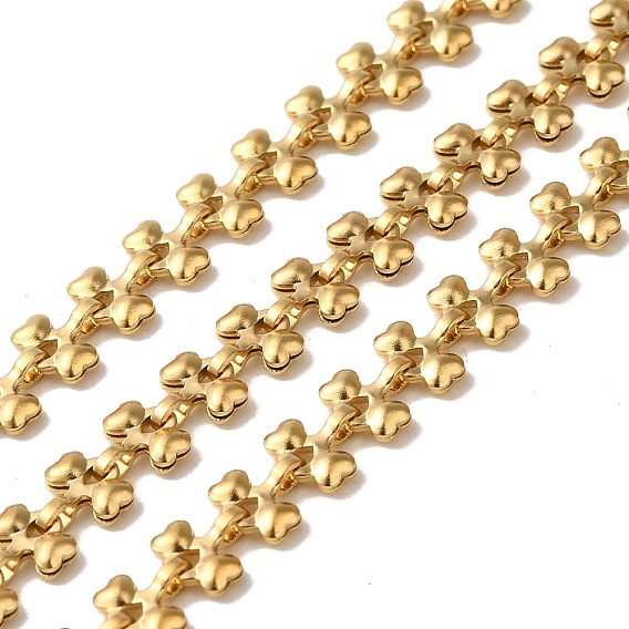 Ion Plating(IP) 304 Stainless Steel Heart Link Chains, Unwelded, with Spool
