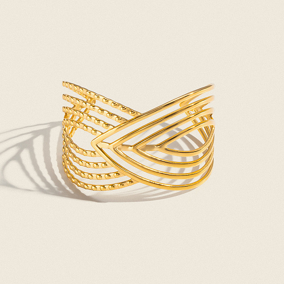 Vintage 304 Stainless Steel Criss-Cross Open Cuff Bangles for Women