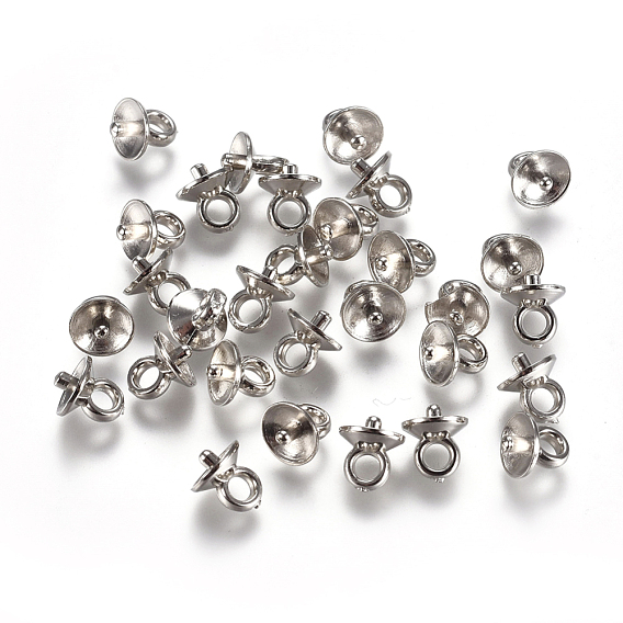 CCB Plastic Cup Pearl Peg Bails Pin Pendants, For Half Drilled Beads