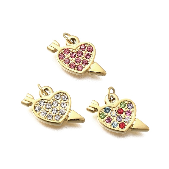 304 подвески из нержавеющей стали, со стразами, ионное покрытие (ip), сердце, с целью перехода в кольце, реальный 14 k позолоченный