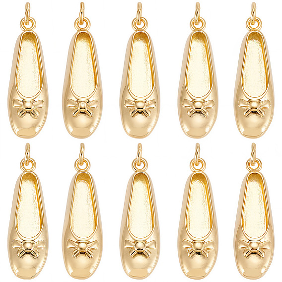 10 piezas colgantes de latón, zapatos encantos, chapado en rack, larga duración plateado, sin plomo y el cadmio