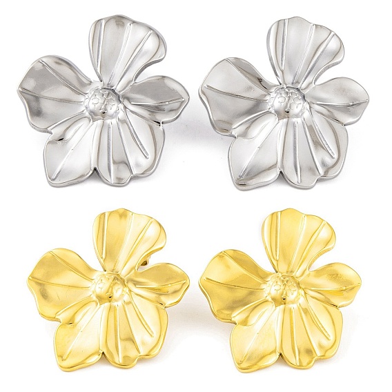 Ионное покрытие (ip) 304 серьги-гвоздики из нержавеющей стали для женщин, цветок