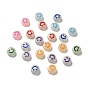 Luminous Acrylic Beads, Glow in the Dark, Flat Round with Smiling Face Pattern