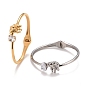 Clear Cubic Zirconia Elephant Cuff Bangle, 304 Stainless Steel Hinged Open Bangle for Women, Ion Plating(IP)