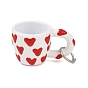 Brass Enamel Pendants, Cup Shape with Heart Charms
