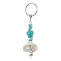 Synthetic Turquoise Keychain, with Tibetan Style Alloy Pendants and Shell Pendants, Mermaid