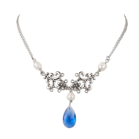 Collier à pendentifs en perles et verre, avec boucles en alliage, bijoux pour femmes, larme