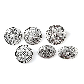 Tibetan Style Alloy Brooch, Flat Round with Knot