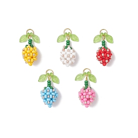 Подвески-бутоны из стеклянных бусинок, с 304 открытыми соединительными кольцами из нержавеющей стали и стеклянной круглой бусиной-жемчужиной